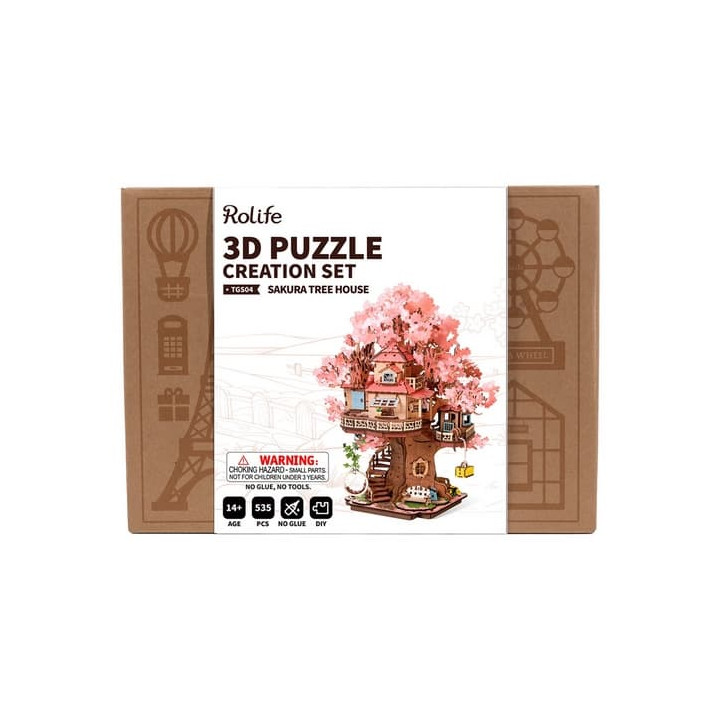 RoboTime 3D dřevěná skládačka Domeček na stromě Sakura