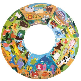 2Kids Toys Dřevěné puzzle Kruh propojitelné 6 v 1