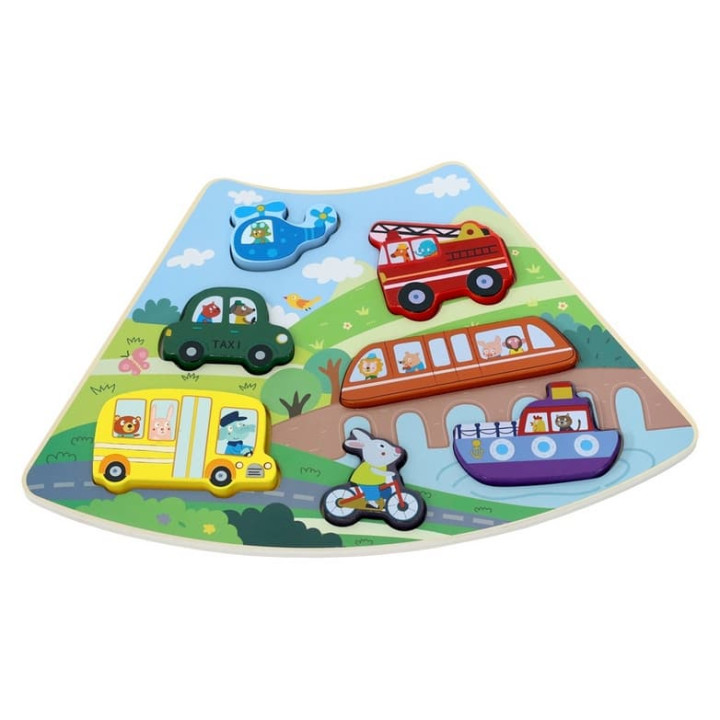 2Kids Toys Dřevěné puzzle Kruh propojitelné 6 v 1