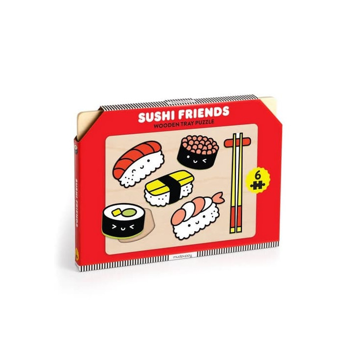 Mudpuppy Dřevěné puzzle Přátelé sushi