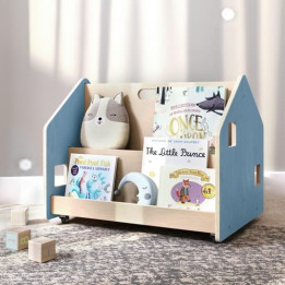 BusyKids Oboustranná knihovna na kolečkách modrá