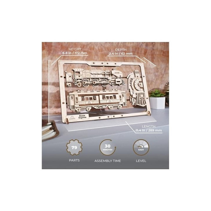 Ugears 2,5D dřevěné mechanické puzzle Steam Express