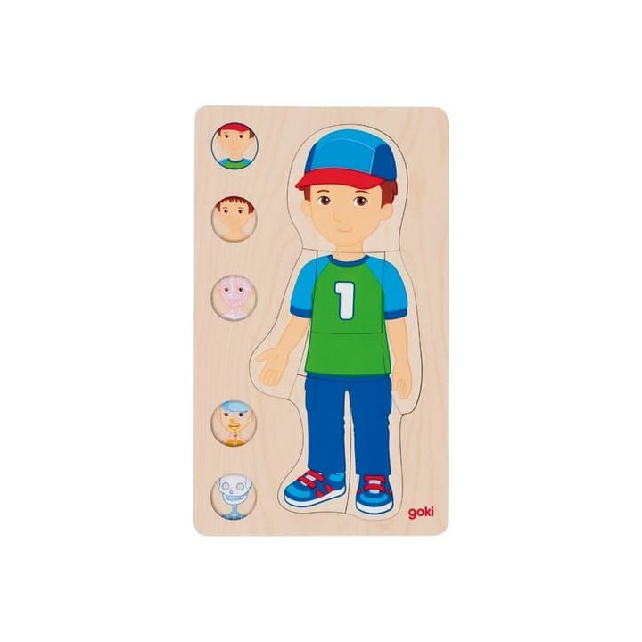 Goki Dřevěné puzzle Lidské tělo - kluk