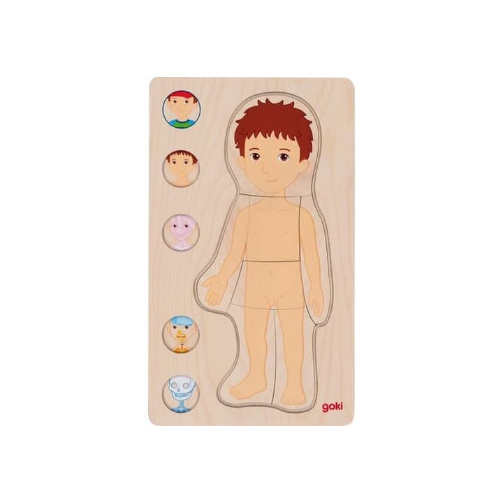 Goki Dřevěné puzzle Lidské tělo - kluk