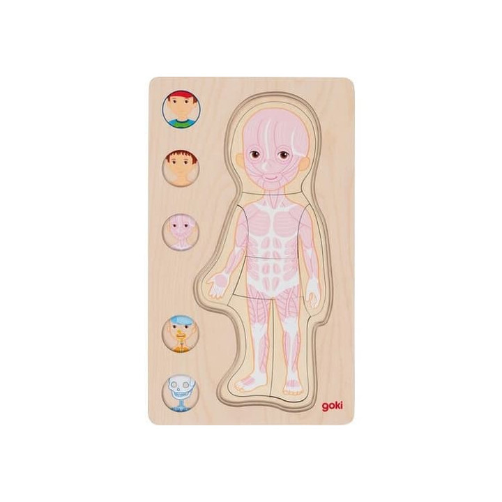 Goki Dřevěné puzzle Lidské tělo - kluk