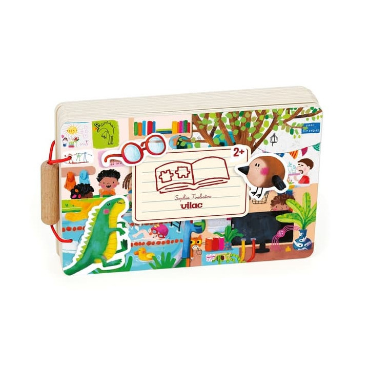 Vilac Dřevěná knížka s puzzle Aktivity