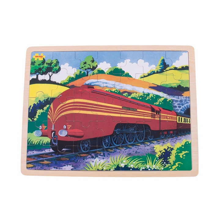 Bigjigs Toys Dřevěné puzzle historický vlak Vévodkyně z Hamiltnu 35 dílků