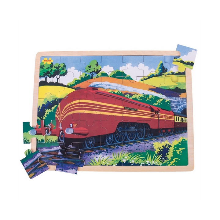 Bigjigs Toys Dřevěné puzzle historický vlak Vévodkyně z Hamiltnu 35 dílků