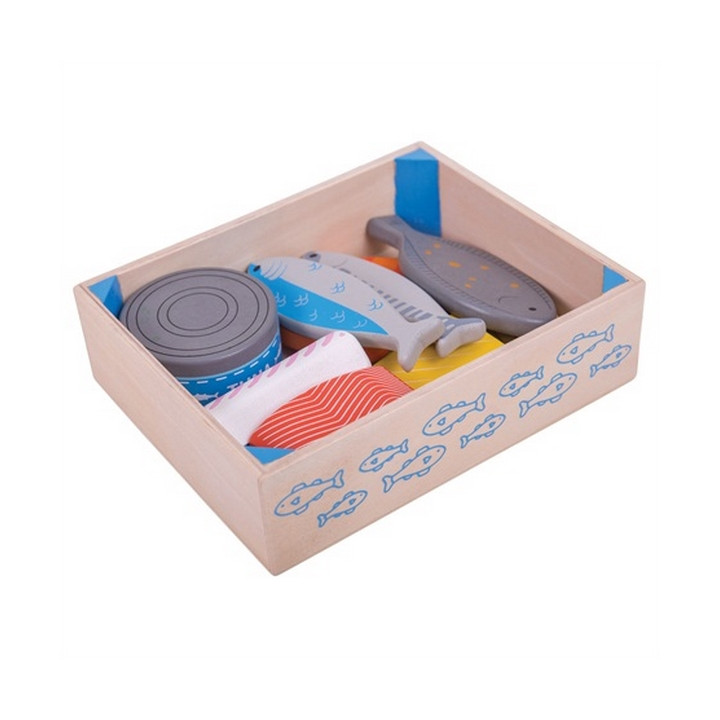 Bigjigs Toys Dřevěné mořské plody v krabičce