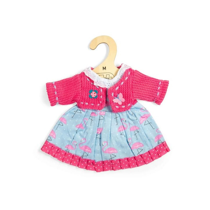 Bigjigs Toys Šaty s plameňáky a růžovým svetříkem pro panenku 34 cm