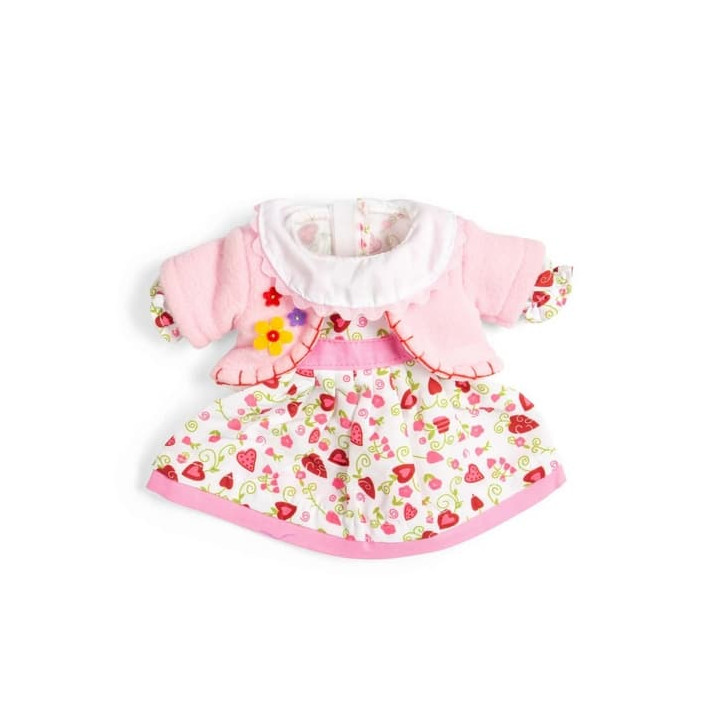 Bigjigs Toys Šaty se srdíčky s růžovým kabátkem pro panenku 34 cm
