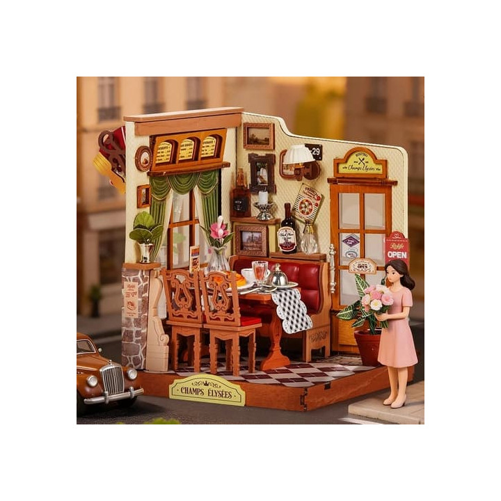 RoboTime 3D dřevěná skládačka Miniatura domečku Bistro na Champs-Élysées