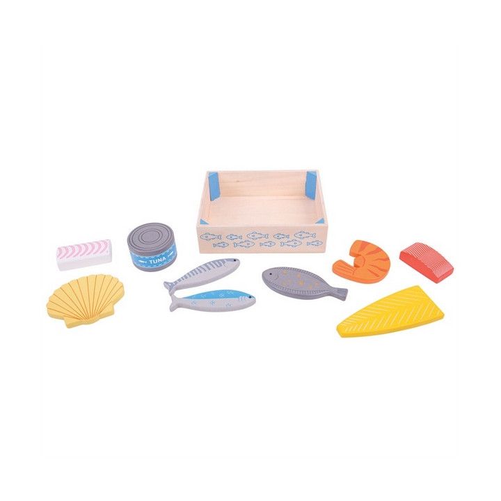 Bigjigs Toys Dřevěné mořské plody v krabičce