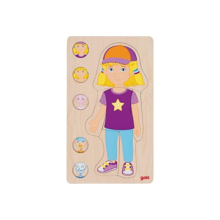 Goki Dřevěné puzzle Lidské tělo - holka
