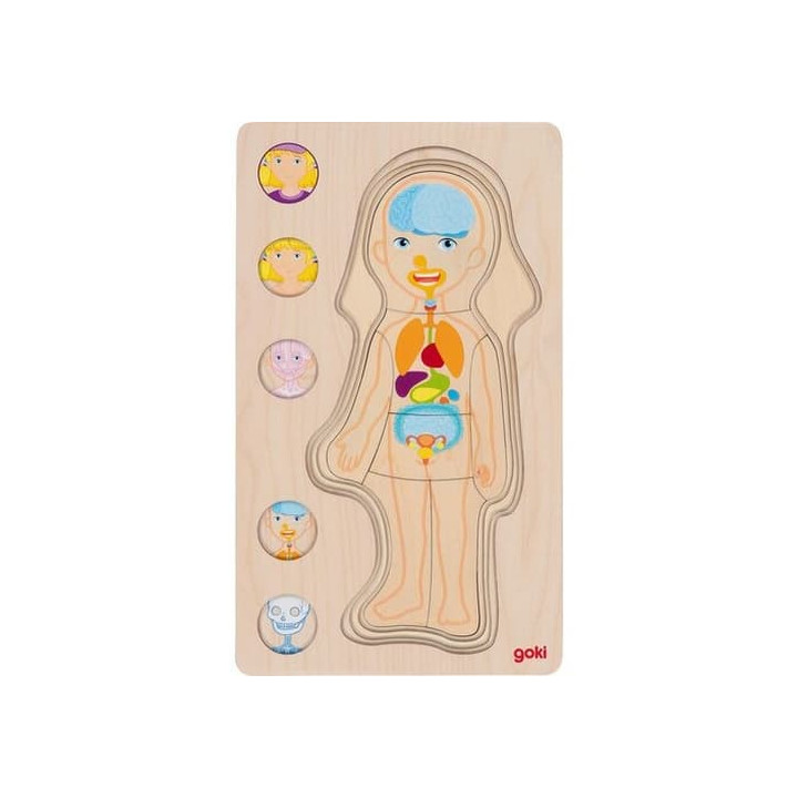 Goki Dřevěné puzzle Lidské tělo - holka