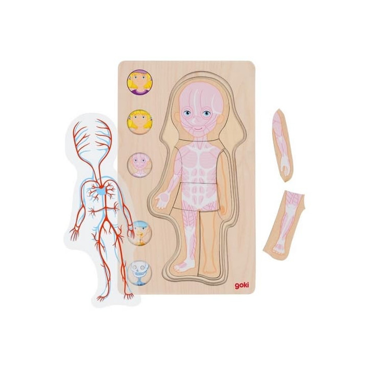Goki Dřevěné puzzle Lidské tělo - holka