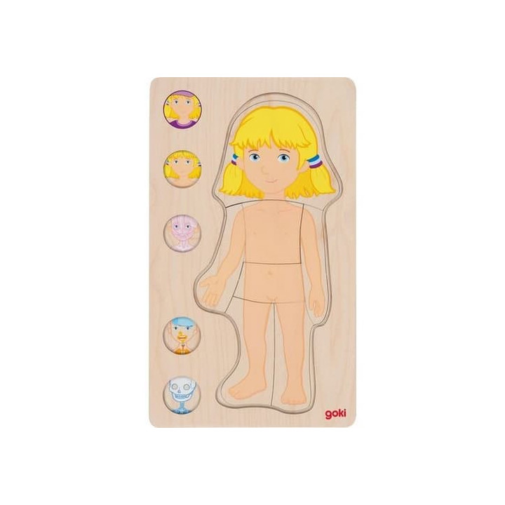 Goki Dřevěné puzzle Lidské tělo - holka
