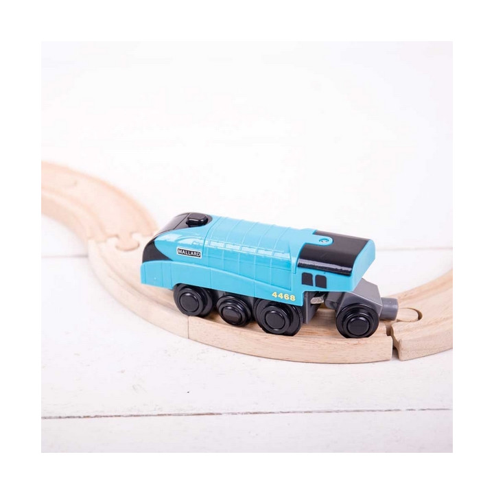 Bigjigs Rail Elektrická lokomotiva Mallard modrá