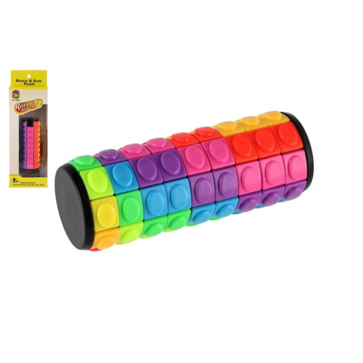 Hlavolam válec/věž barevný plast 11cm v krabičce