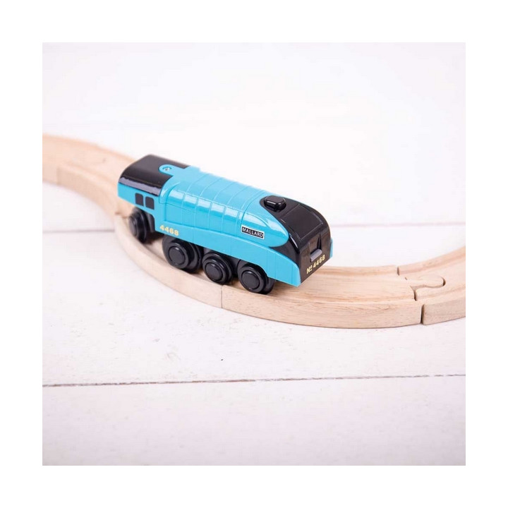 Bigjigs Rail Elektrická lokomotiva Mallard modrá