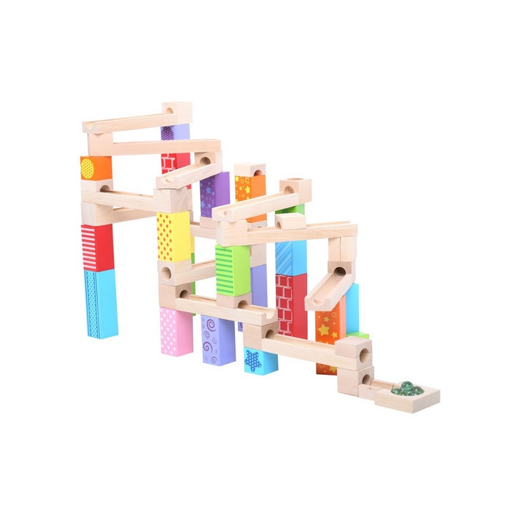 Bigjigs Toys Dřevěná kuličková dráha barevná