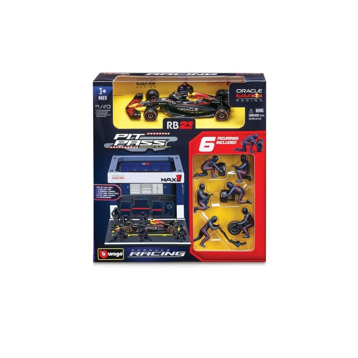 Bburago - Formula Racing F1 Pit Pass set - Oracle Red Bull Racing RB21 (2025)  1 M. Verstappen, 1:43