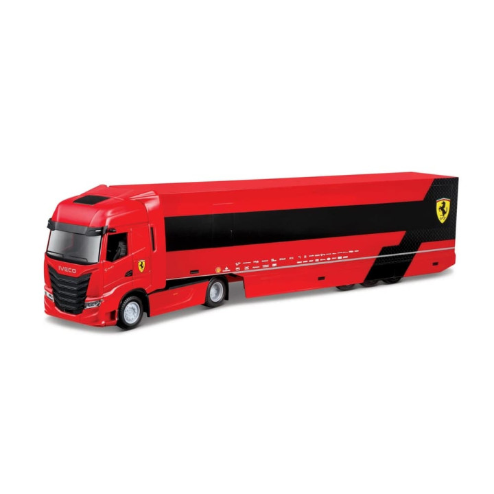 Bburago – RACE Tahač s návěsem Iveco S Way + F1 Ferrari SF-24 (2024),  16 Charles Leclerc, 1:43