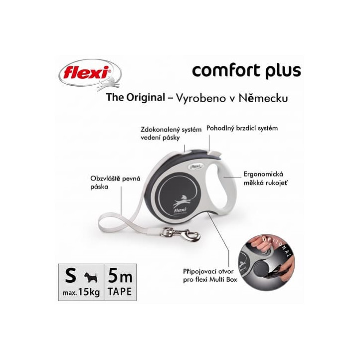 Flexi Vodítko Comfort Plus S pásek 5m antracitové