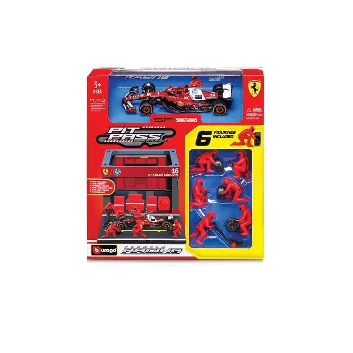 Bburago - Formula Racing F1 Pit Pass set - Ferrari SF-25 (2025),  16 Charles Leclerc, 1:43