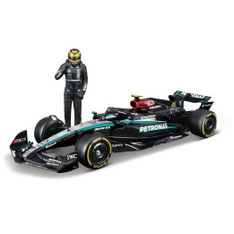 Bburago - RACE F1 s figurkou jezdce, Mercedes-AMG Petronas W15 (2024),  44 Lewis Hamilton, 1:24