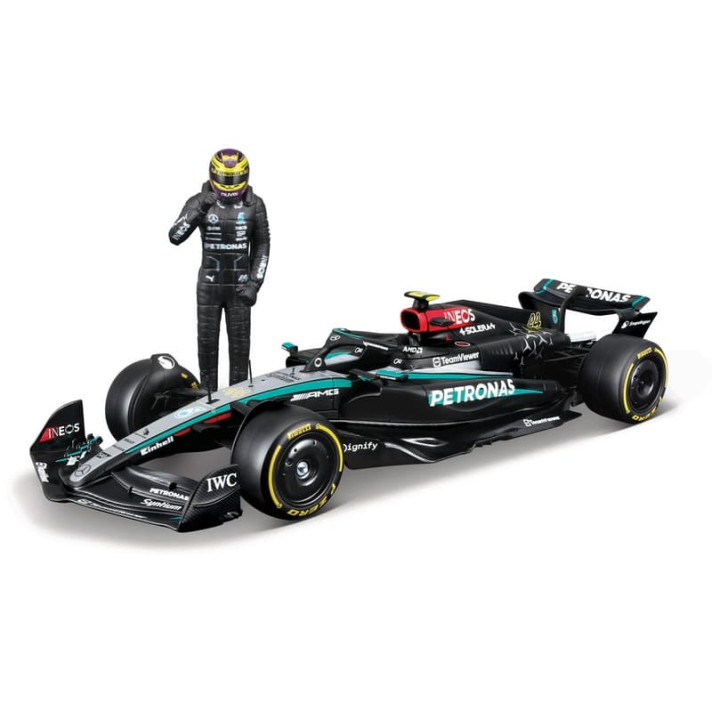Bburago - RACE F1 s figurkou jezdce, Mercedes-AMG Petronas W15 (2024),  44 Lewis Hamilton, 1:24