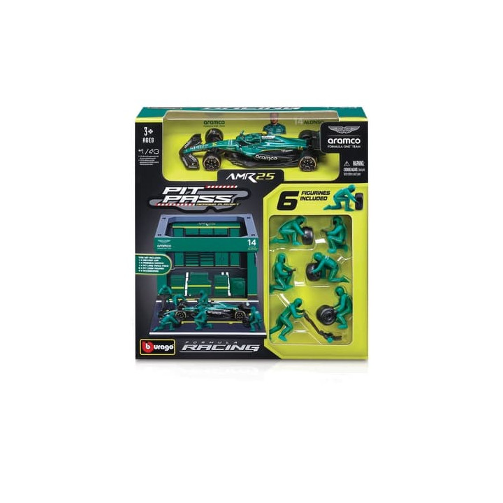 Bburago - Formula Racing F1 Pit Pass set - Aston Martin AMR25 (2025),  14 Fernando Alonso, 1:43