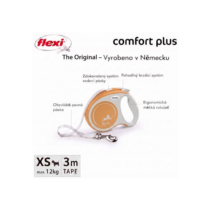 Flexi Vodítko Comfort Plus XS pásek 3m světle žluté