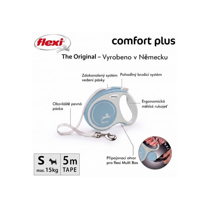 Flexi Vodítko Comfort Plus S pásek 5m světle modré