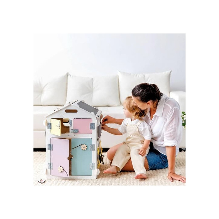 BusyKids Activity board Domeček pastelově bílý