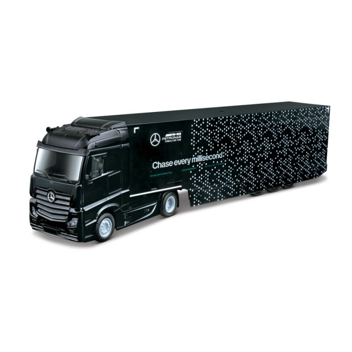 Bburago – RACE M-B Tahač s návěsem + F1 Mercedes-AMG Petronas W15 (2024),  63 George Russell, 1:43