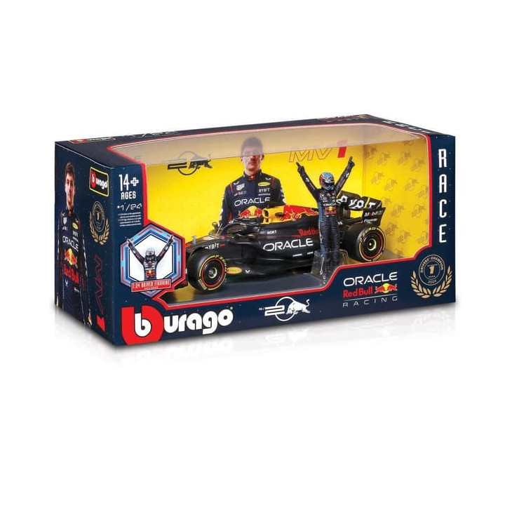 Bburago - RACE Formula F1 s figurkou jezdce, Oracle Red Bull Racing RB20 (2024)  1 Verstappen, 1:24