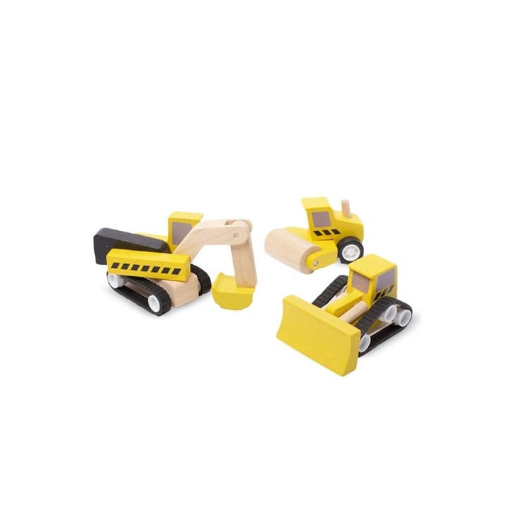 Autíčka pro stavbu silnic: buldozer, válec, bagr - PlanToys