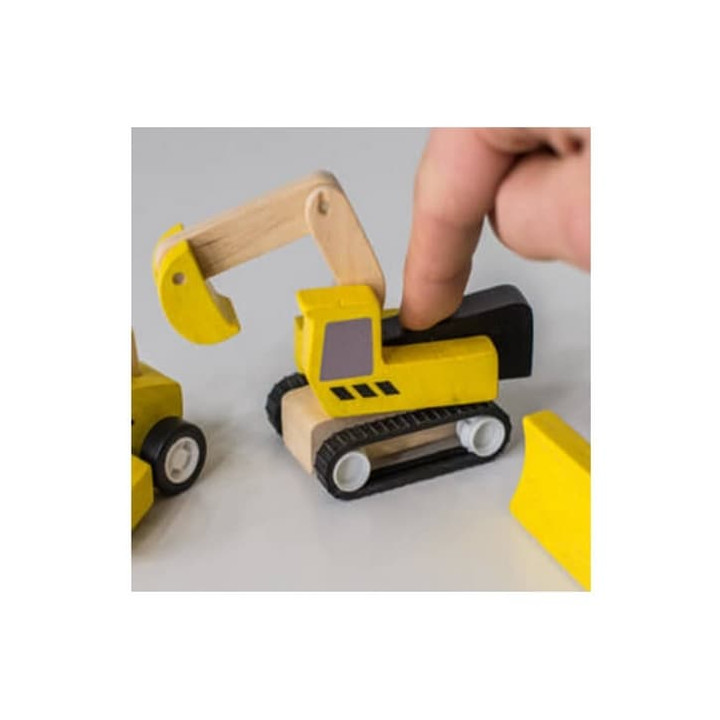 Autíčka pro stavbu silnic: buldozer, válec, bagr - PlanToys
