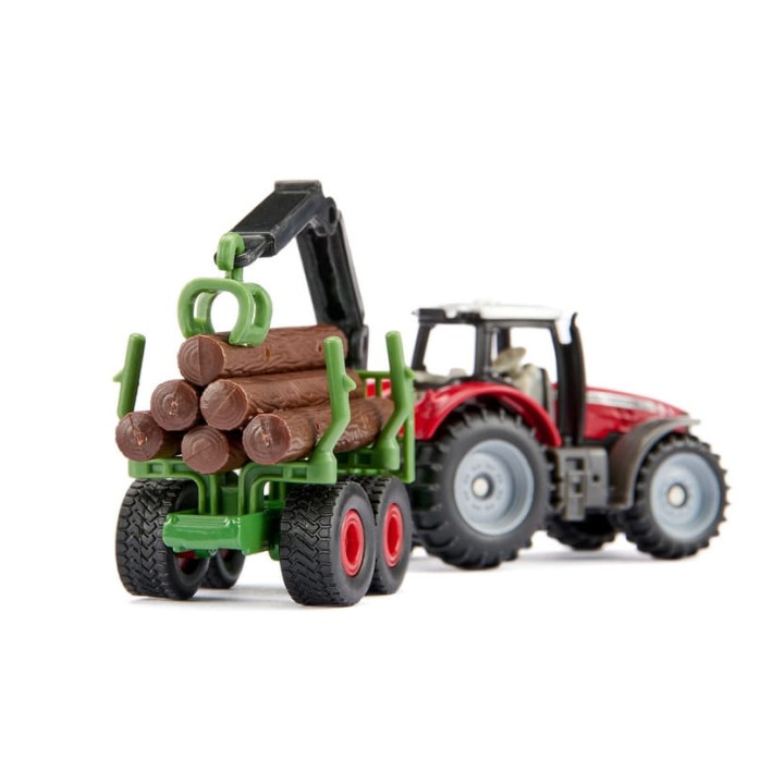 SIKU Blister 1134 - Traktor Massey Ferguson s lesnickým přívěsem a kládami
