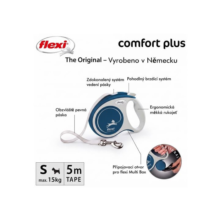 Flexi Vodítko Comfort Plus S pásek 5m modré