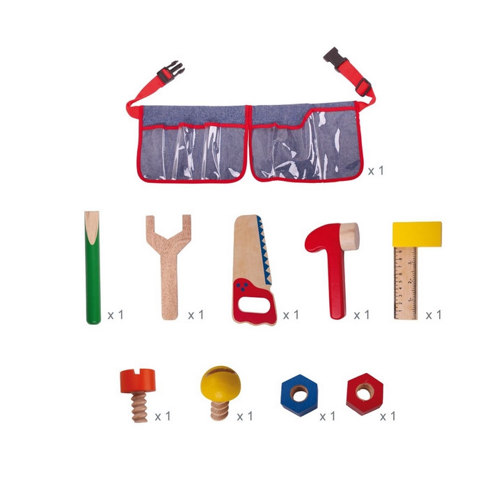 Bigjigs Toys Dřevěné nářadí na červeném opasku
