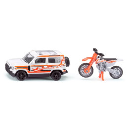 SIKU Blister - Land Rover Defender s motocyklem KTM 450 SX-F
