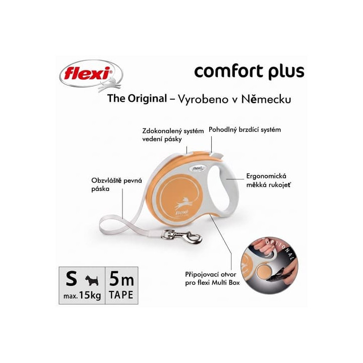 Flexi Vodítko Comfort Plus S pásek 5m světle žluté