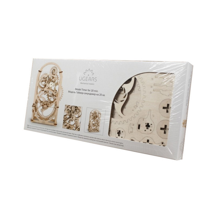 Ugears 3D dřevěné mechanické puzzle Hodinový strojek
