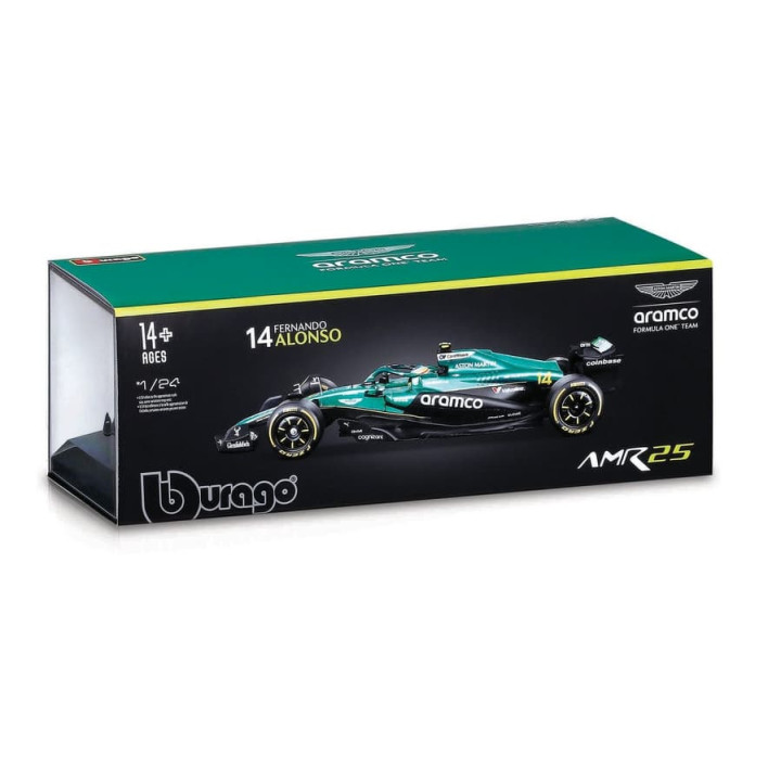 Bburago - RACE F1 v dekorativním boxu, Aston Martin AMR25 (2025),  14 Fernando Alonso, 1:24