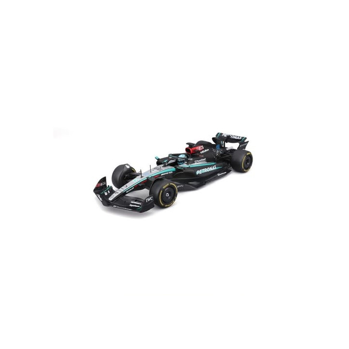 Bburago - RACE F1 v dekorativním boxu, Mercedes-AMG Petronas W15 (2024),  63 George Russell, 1:24
