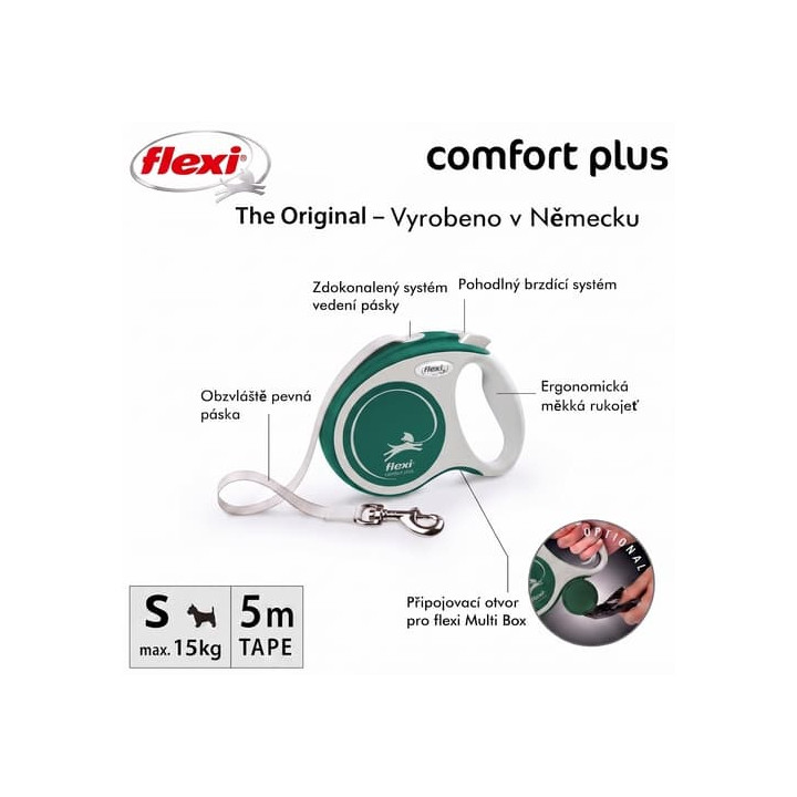 Flexi Vodítko Comfort Plus S pásek 5m zelené