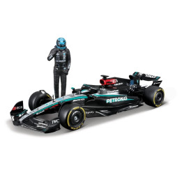 Bburago - RACE F1 s figurkou jezdce, Mercedes-AMG Petronas W15 (2024),  63 George Russell, 1:24