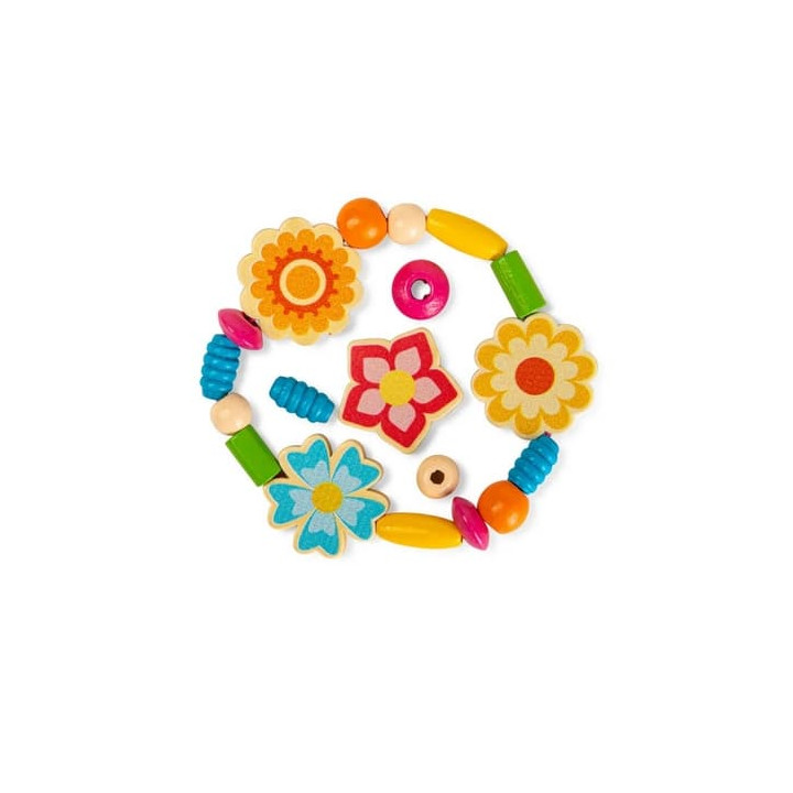 Bigjigs Toys Sada dřevěných korálků Summer Flowers